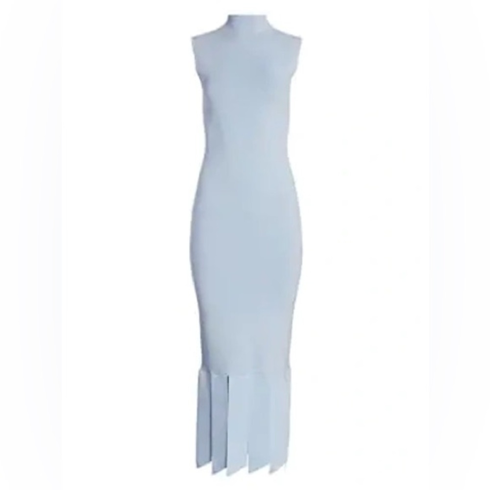 Staud Pat Fringe Hem Midi Dress